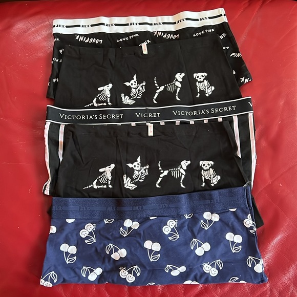 Pink cotton logo Boyshort panties 5 piece size large - Picture 5 of 8